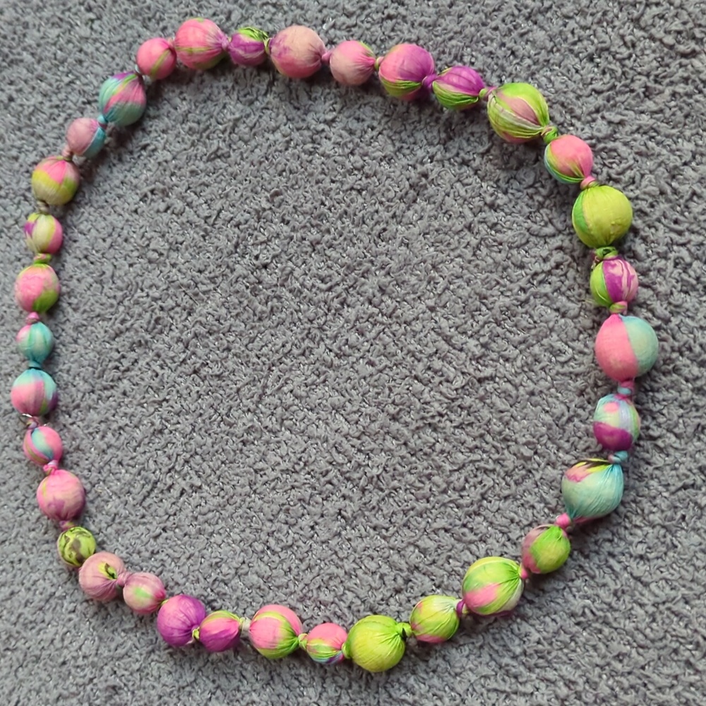 Nicky Tie-Dye Covered Wooden Ball Necklace